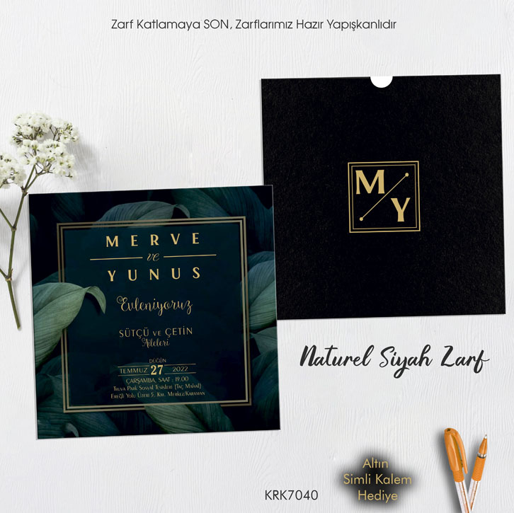 Kare Kraft Zarflı Renkli Davetiye KRK7040