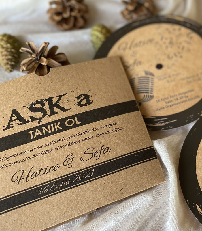 Kare Kraft Zarflı Renkli Davetiye DS7019