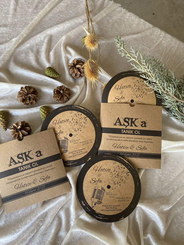 Kare Kraft Zarflı Renkli Davetiye DS7019