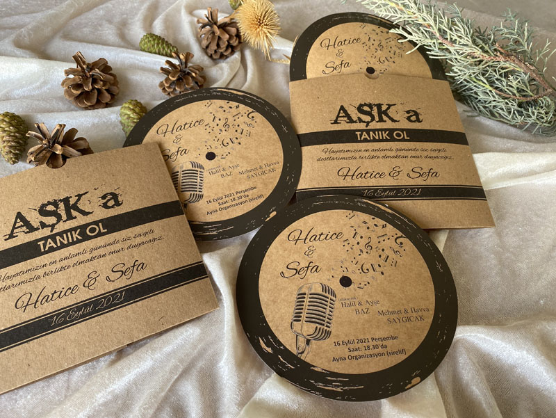 Kare Kraft Zarflı Renkli Davetiye DS7019