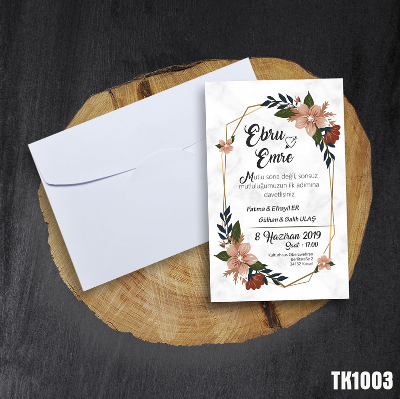 Klasik Beyaz Zarflı Davetiye TK1003