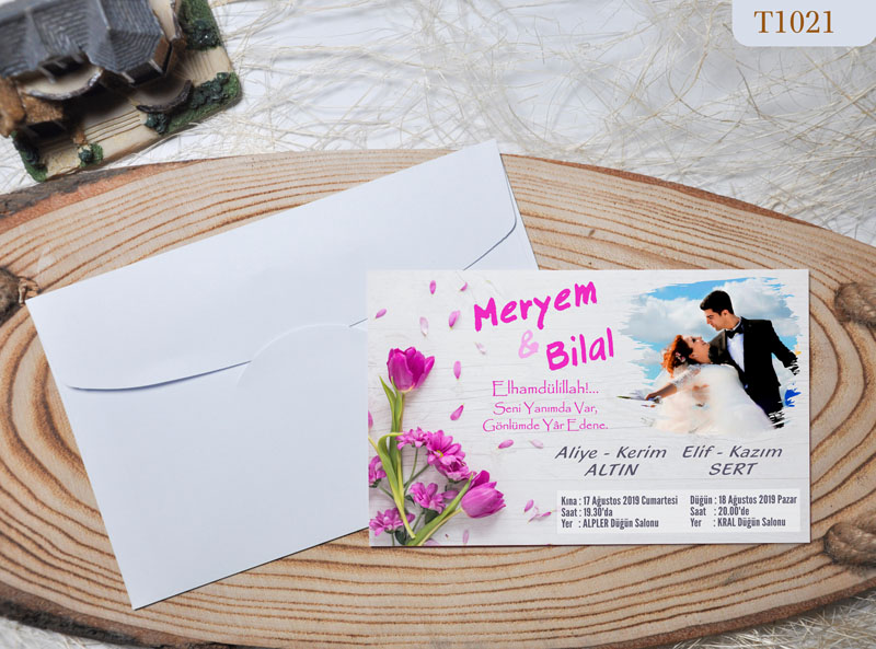 Klasik Beyaz Zarflı Davetiye TK1021