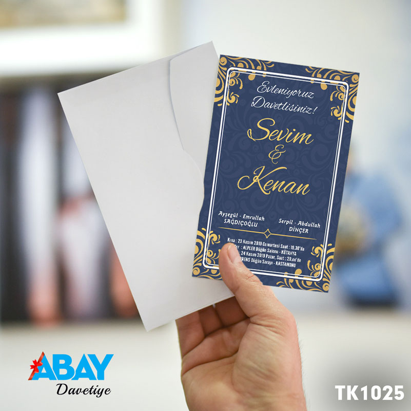 Klasik Beyaz Zarflı Davetiye TK1026
