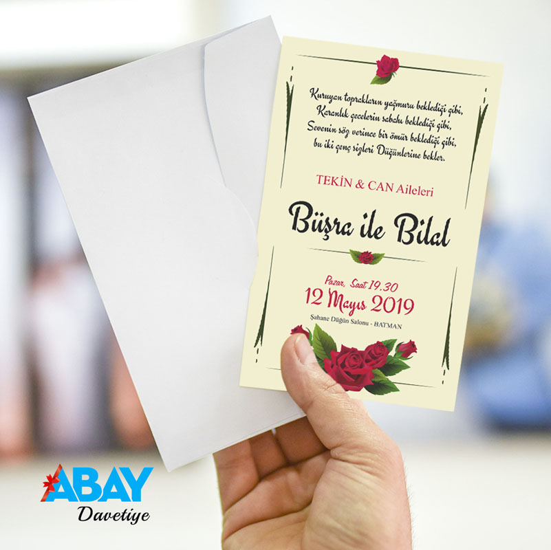 Klasik Beyaz Zarflı Davetiye TK1037