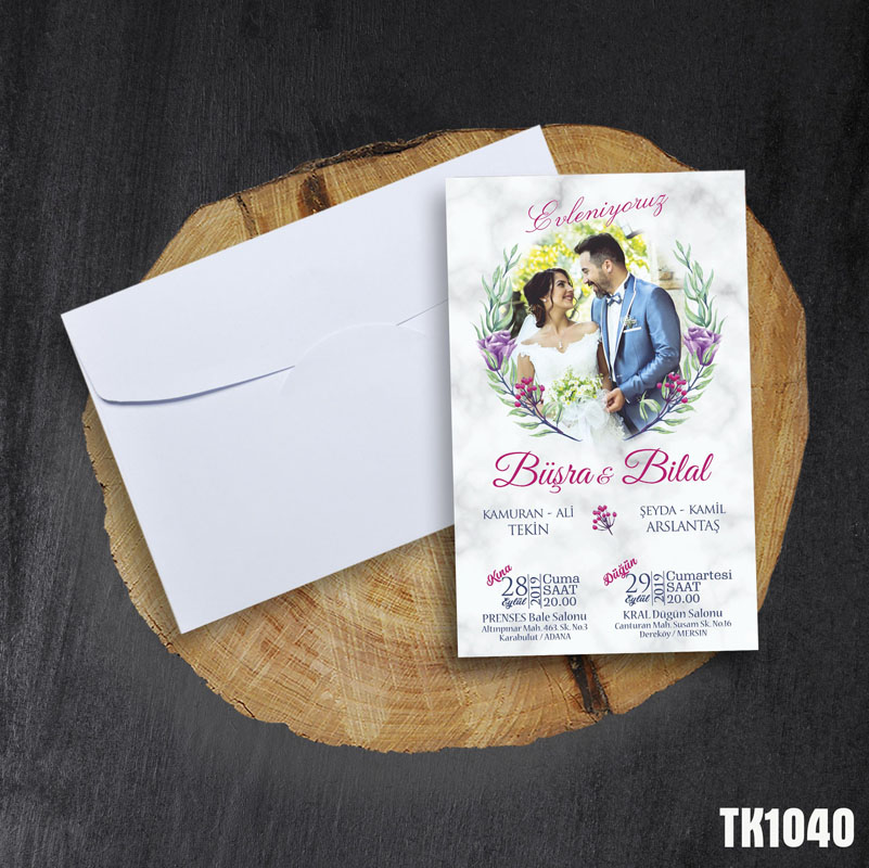 Klasik Beyaz Zarflı Davetiye TK1040