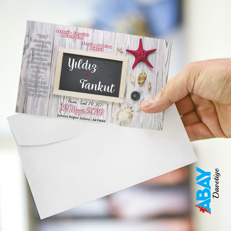 Klasik Beyaz Zarflı Davetiye TK1073