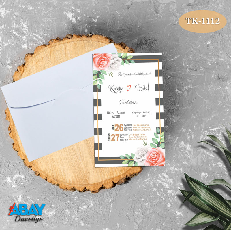 Klasik Beyaz Zarflı Davetiye TK1112