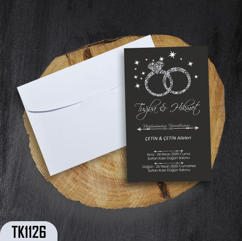 Klasik Beyaz Zarflı Davetiye TK1126