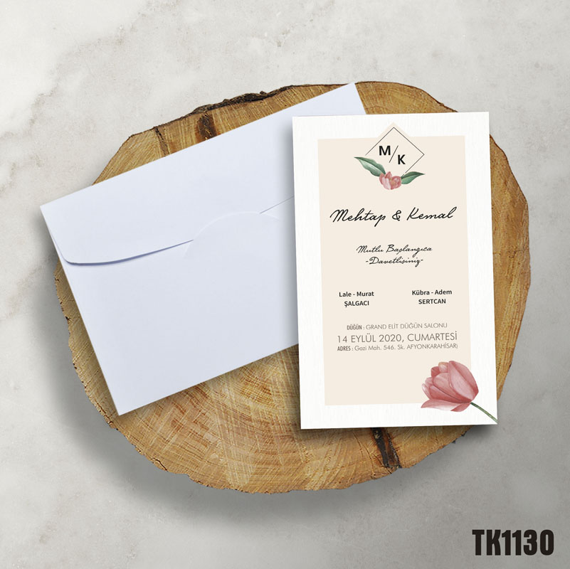 Klasik Beyaz Zarflı Davetiye TK1130