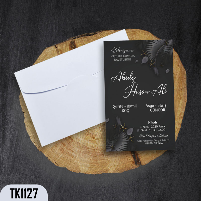 Klasik Beyaz Zarflı Davetiye TK1127