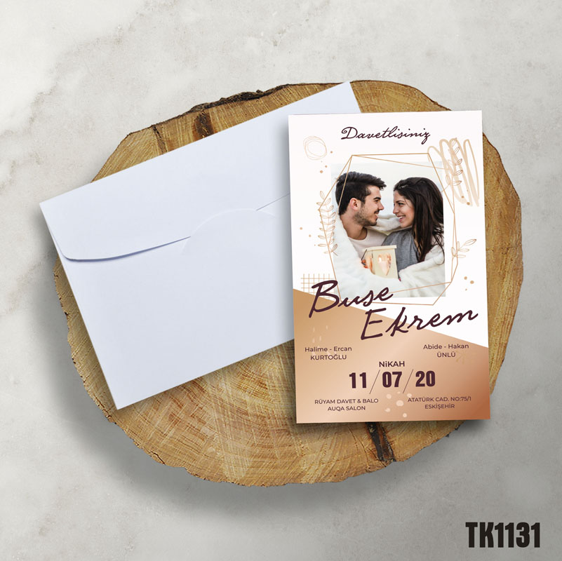 Klasik Beyaz Zarflı Davetiye TK1131