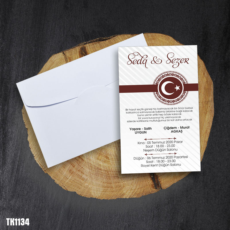 Klasik Beyaz Zarflı Davetiye TK1134