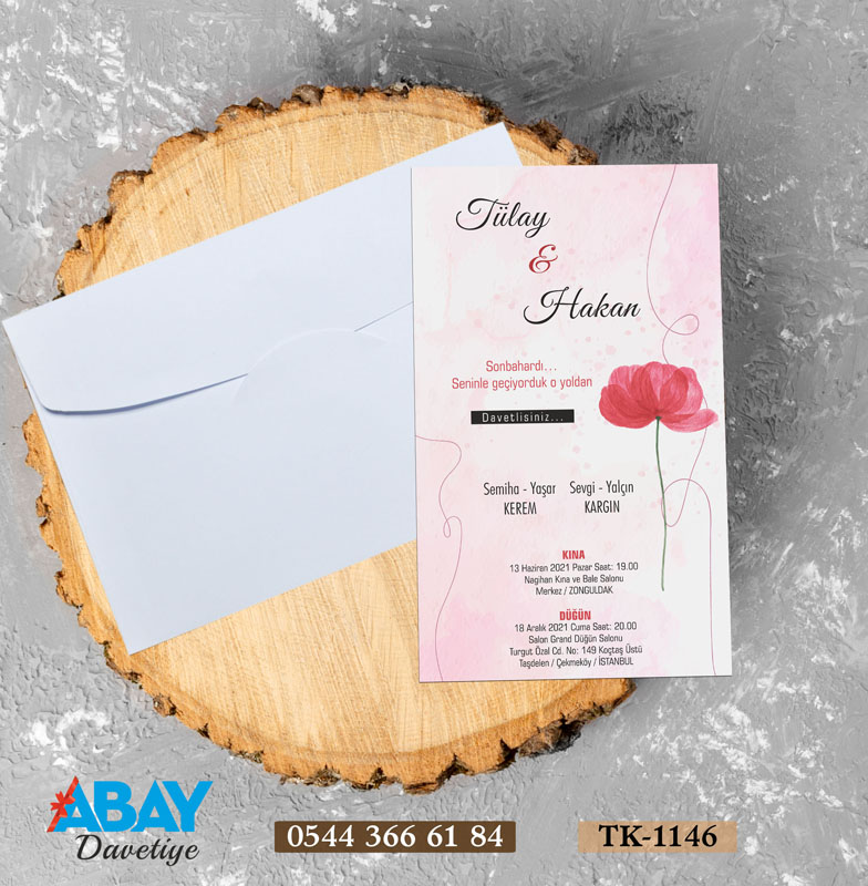Klasik Beyaz Zarflı Davetiye TK1146