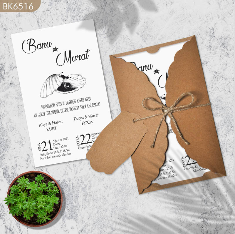 Dik Kraft Zarflı Renkli Davetiye BK6516