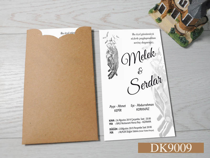 Dik Kraft Zarflı Renkli Davetiye DK9009