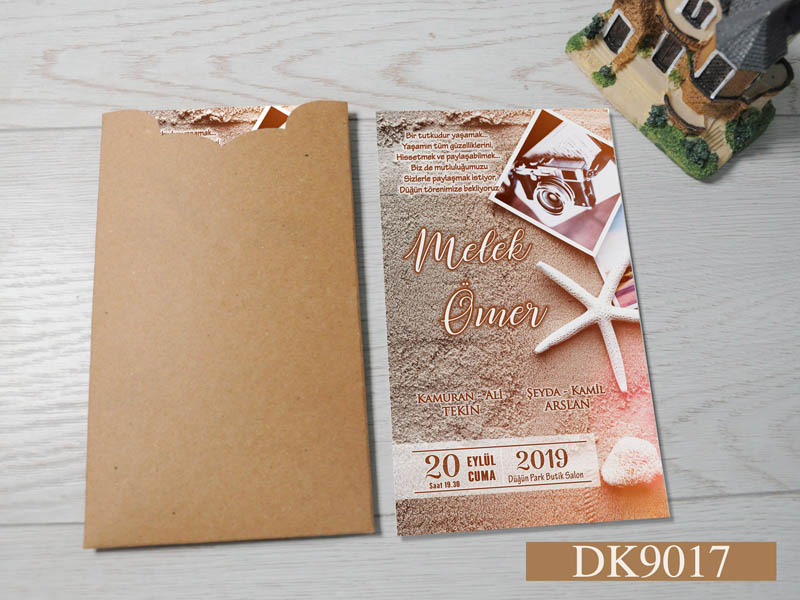 Dik Kraft Zarflı Renkli Davetiye DK9017
