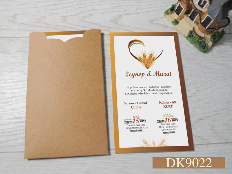 Dik Kraft Zarflı Renkli Davetiye DK9022