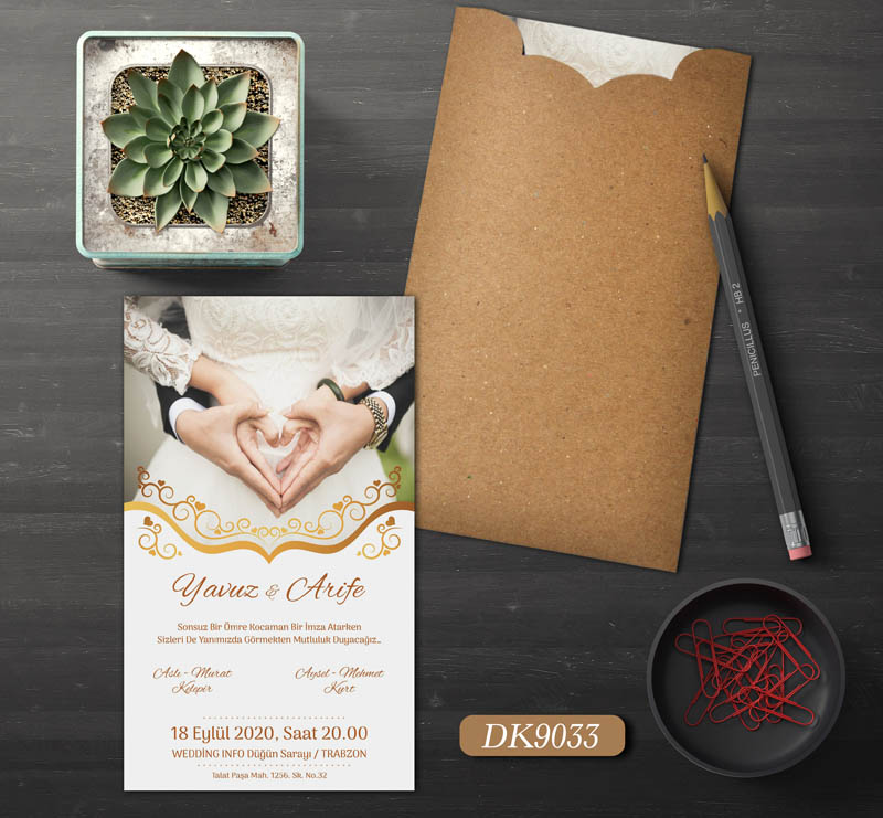 Dik Kraft Zarflı Renkli Davetiye DK9033