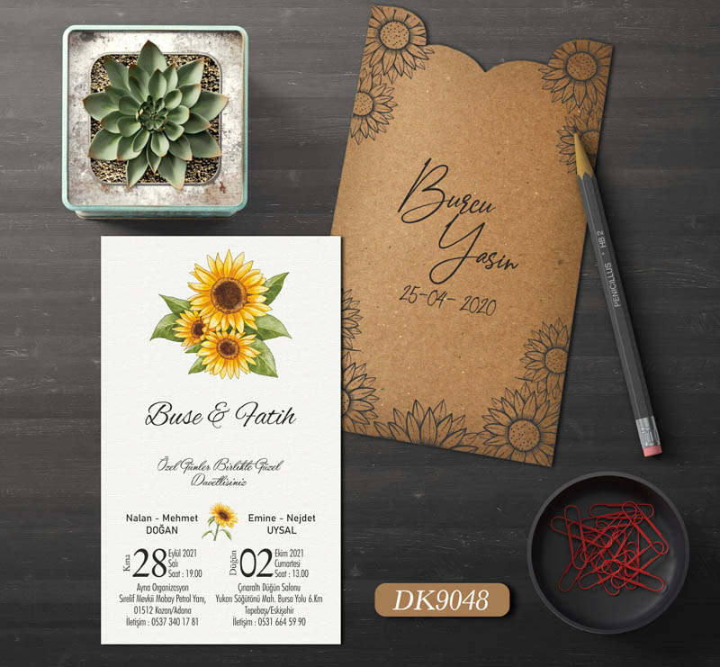 Dik Kraft Zarflı Renkli Davetiye DK9048