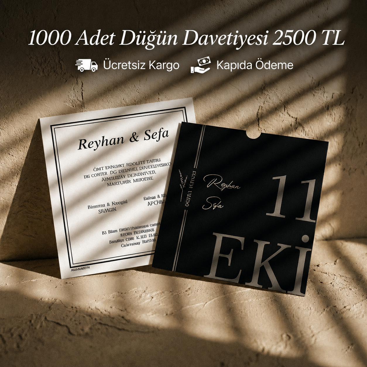 Kare Kraft Zarflı Tek Renkli Davetiye KKM102
