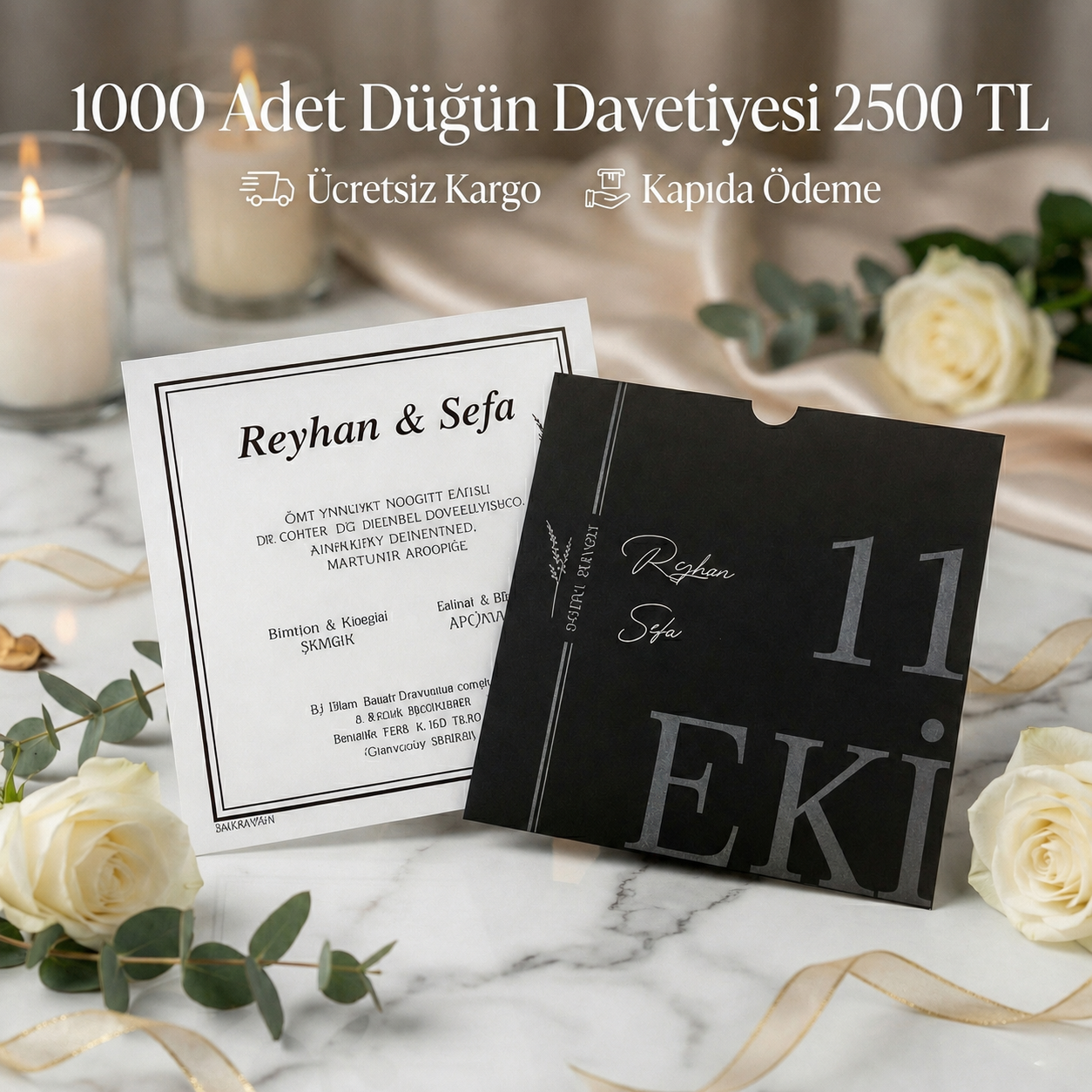 Kare Kraft Zarflı Tek Renkli Davetiye KKM102