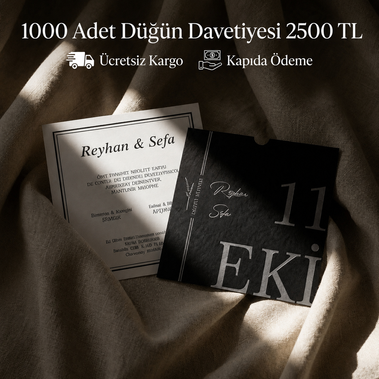 Kare Kraft Zarflı Tek Renkli Davetiye KKM102