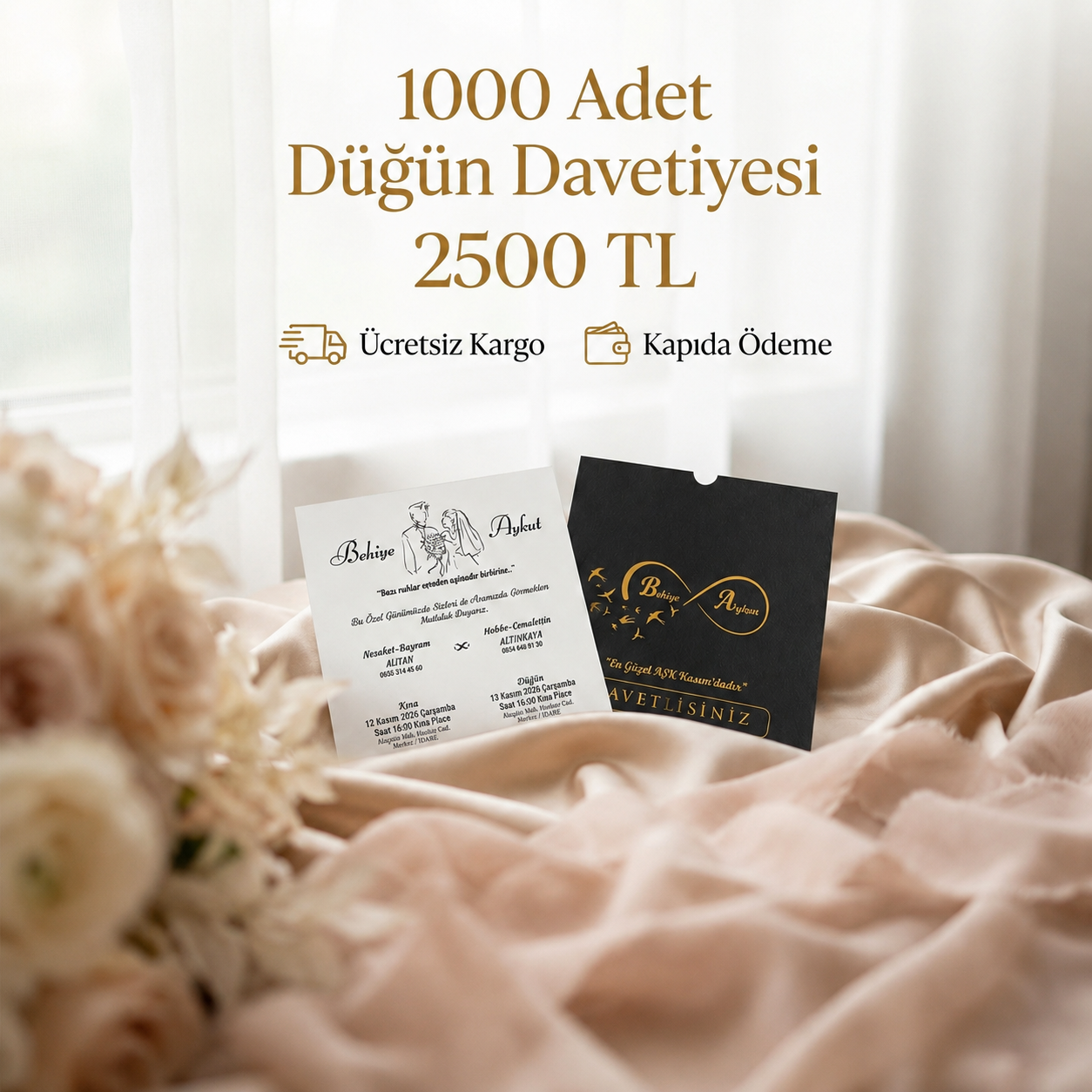 Kare Kraft Zarflı Tek Renkli Davetiye KKM103