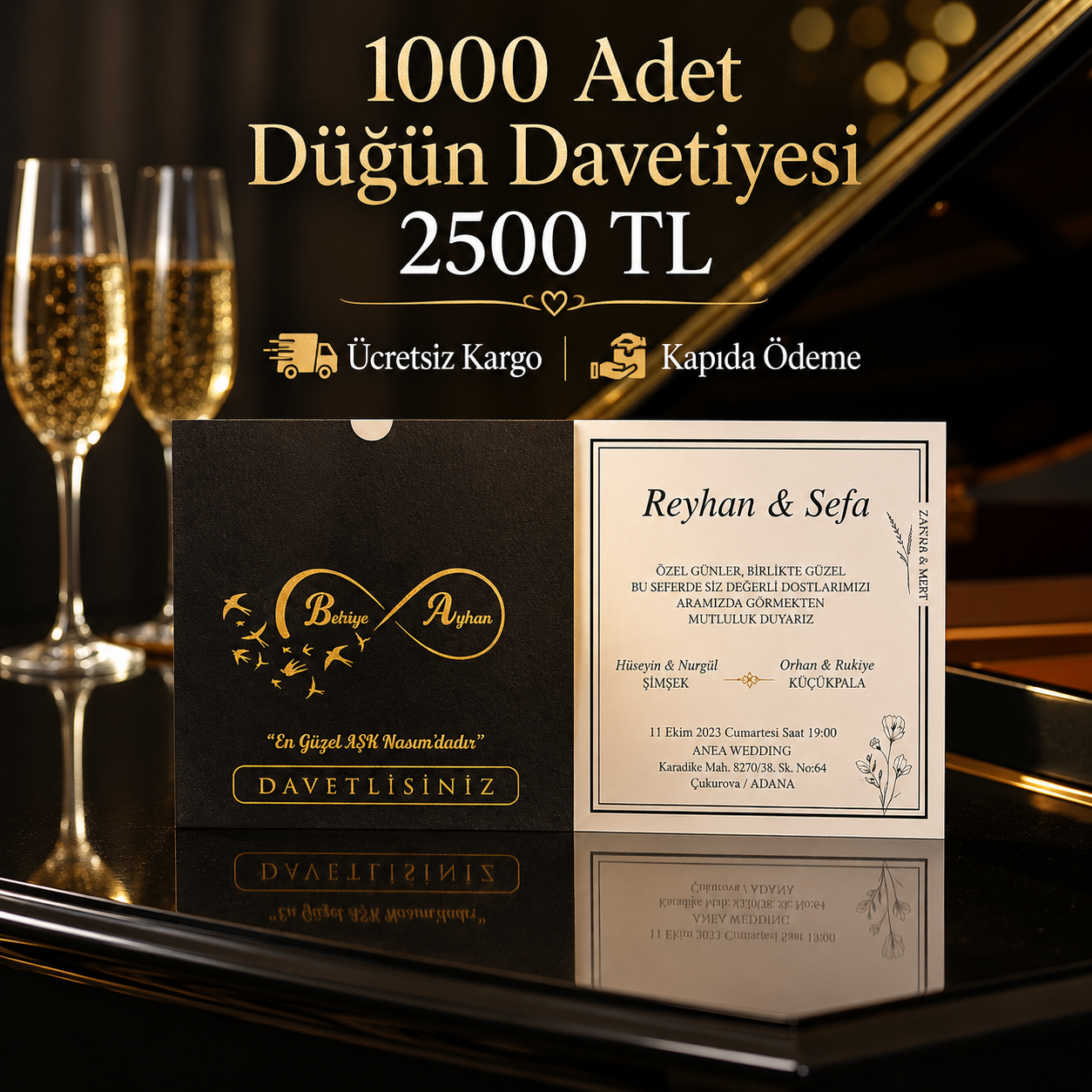 Kare Kraft Zarflı Tek Renkli Davetiye KKM103