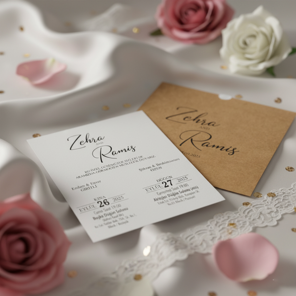 Kare Kraft Zarflı Tek Renkli Davetiye KKM107