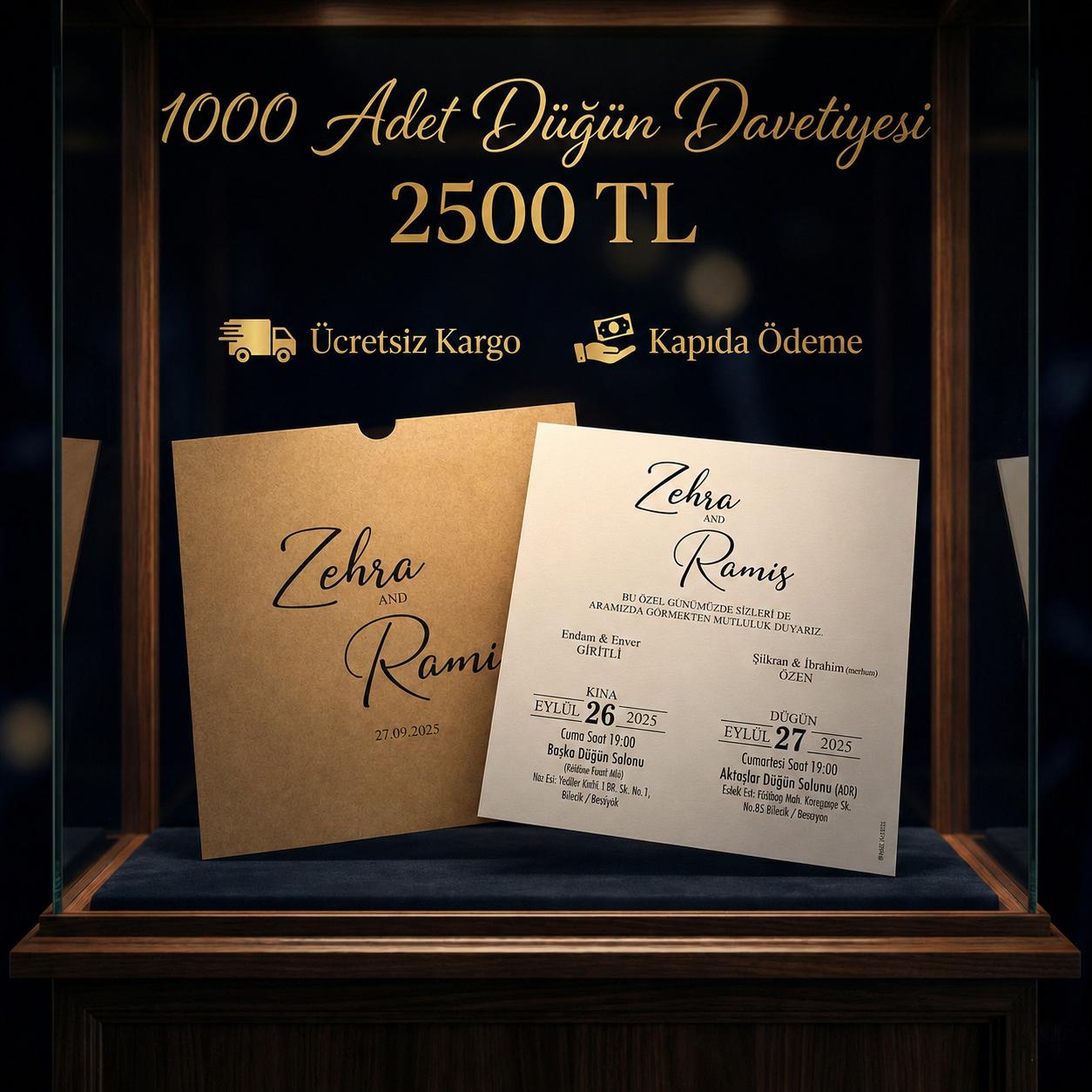 Kare Kraft Zarflı Tek Renkli Davetiye KKM107