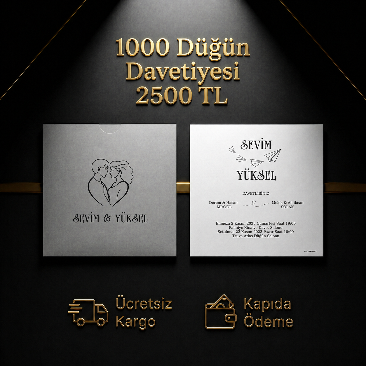 Kare Kraft Zarflı Tek Renkli Davetiye KKM108