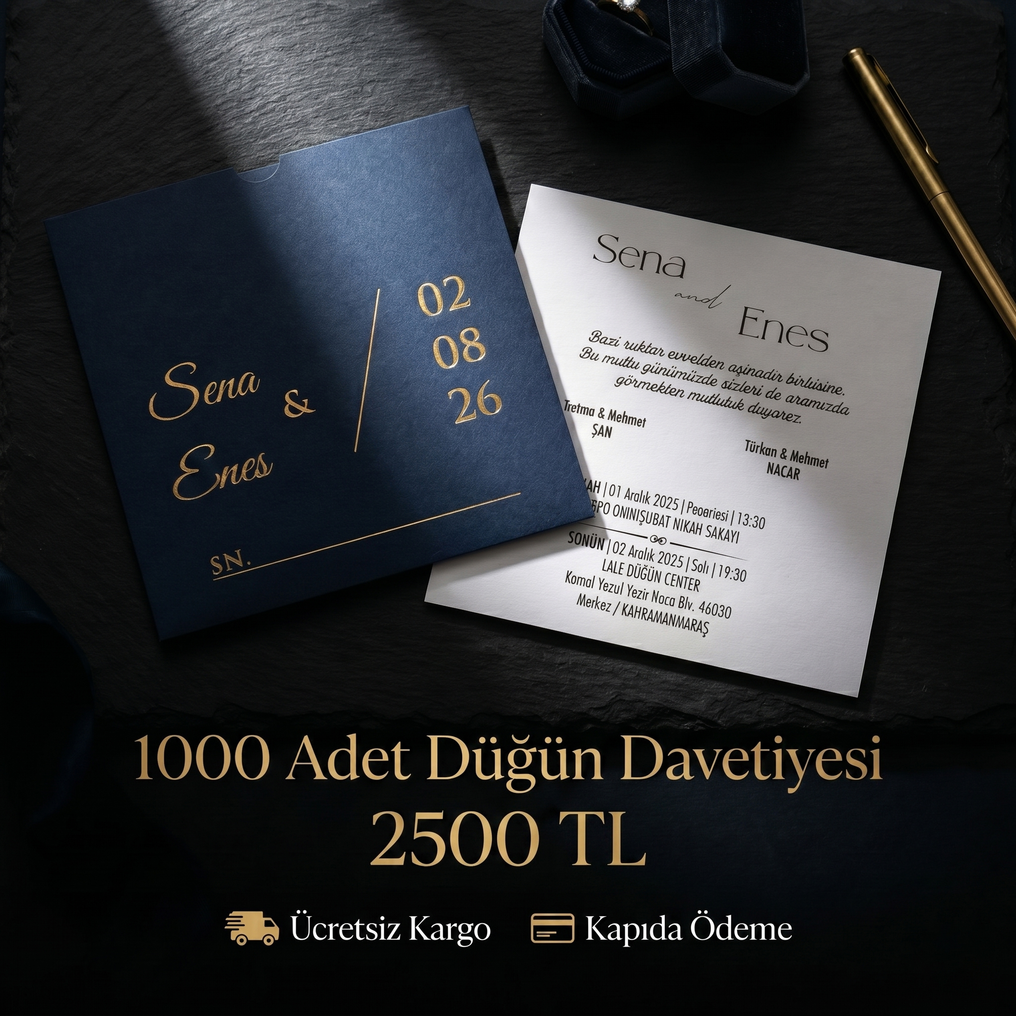 Kare Kraft Zarflı Tek Renkli Davetiye KKM109