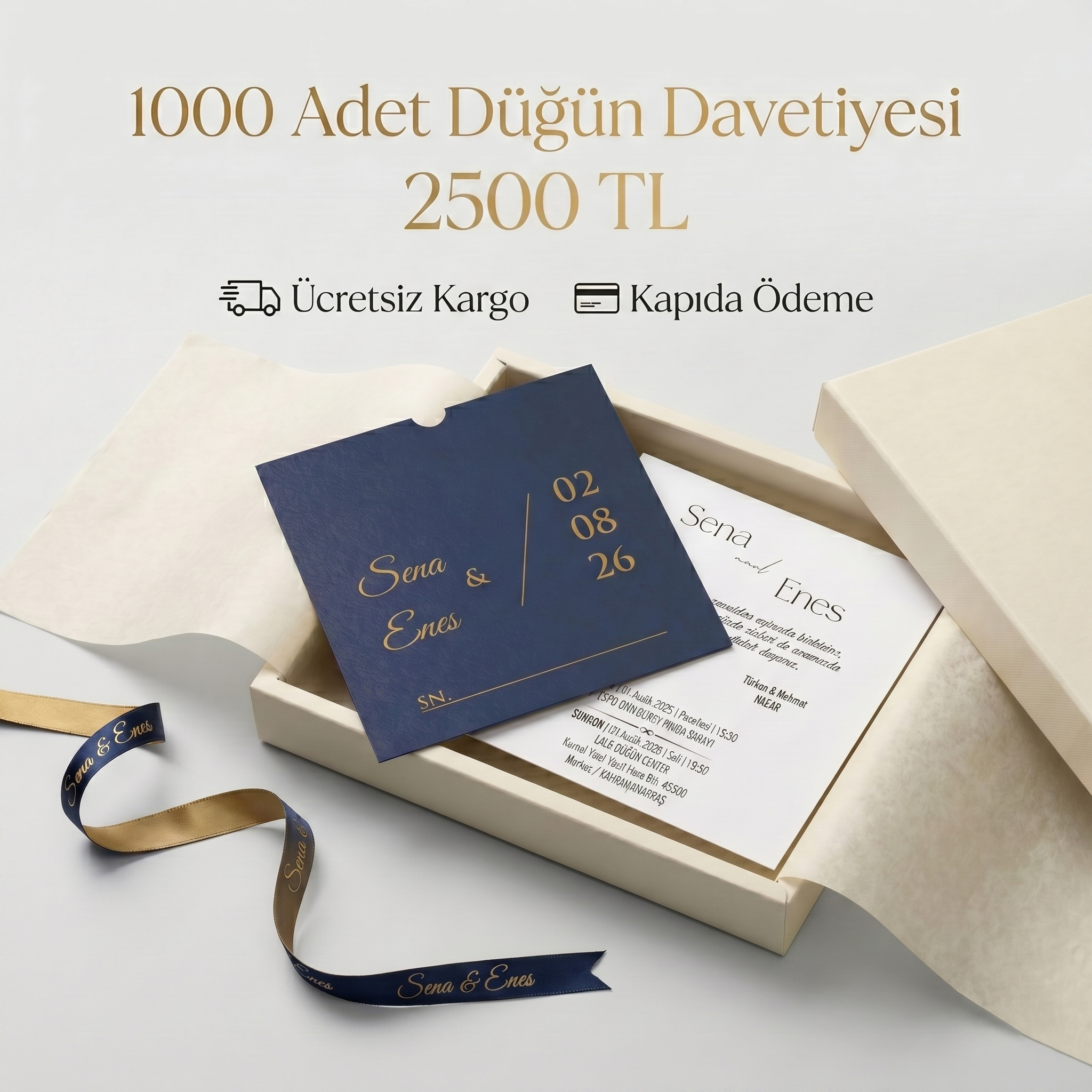 Kare Kraft Zarflı Tek Renkli Davetiye KKM109