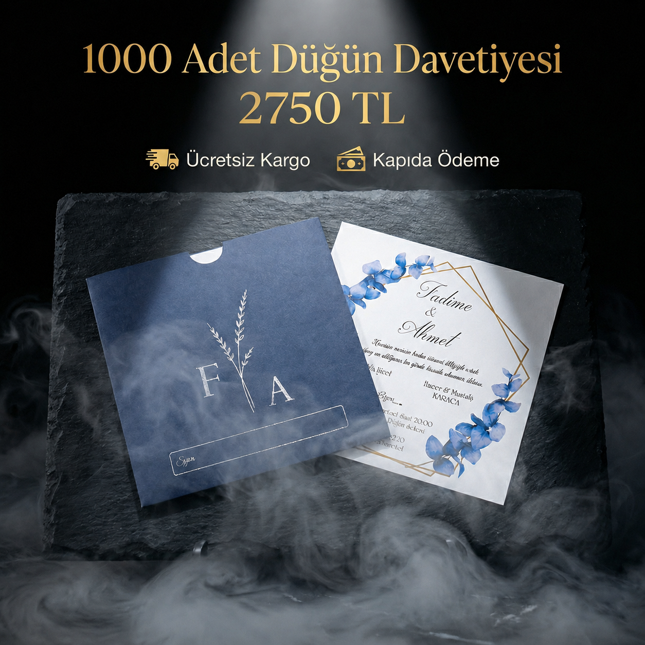 Kare Kraft Zarflı Renkli Davetiye KRKM100