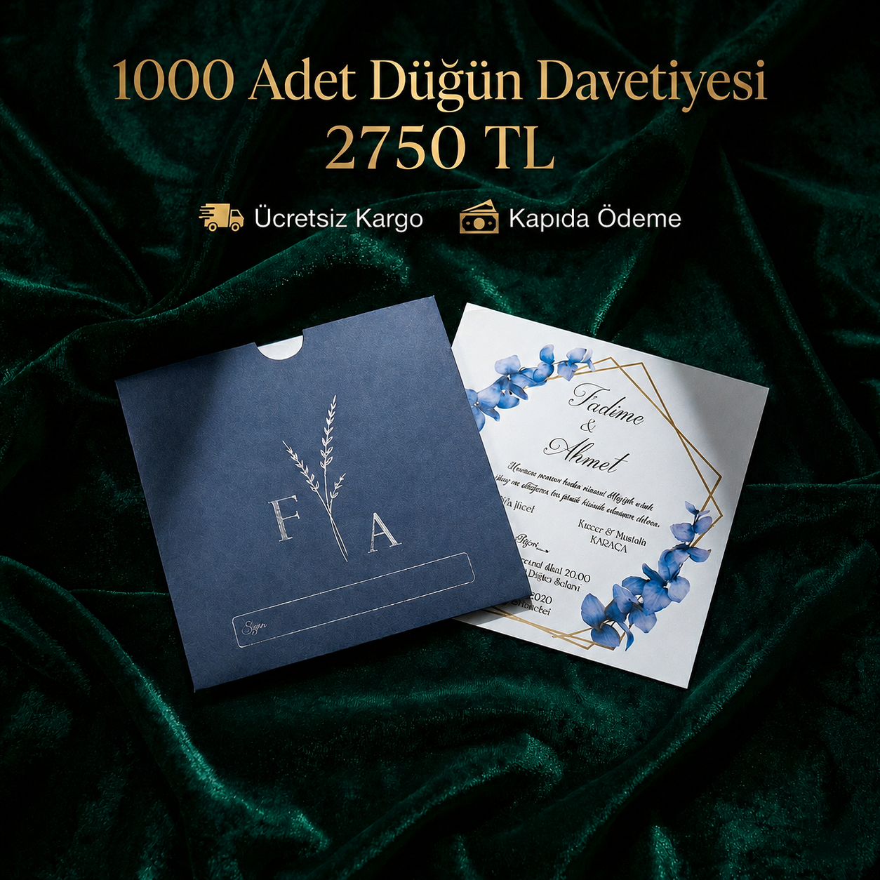 Kare Kraft Zarflı Renkli Davetiye KRKM100