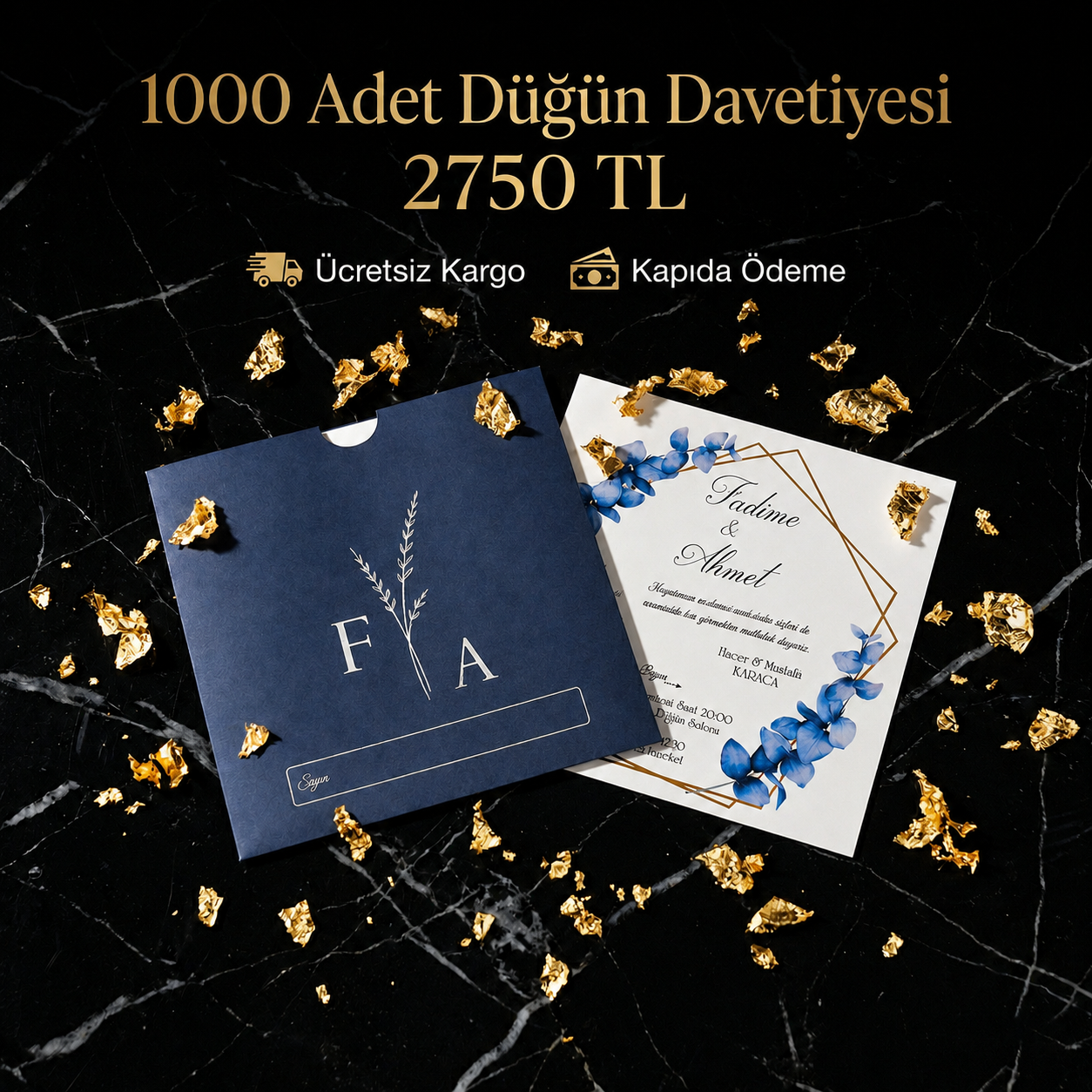 Kare Kraft Zarflı Renkli Davetiye KRKM100