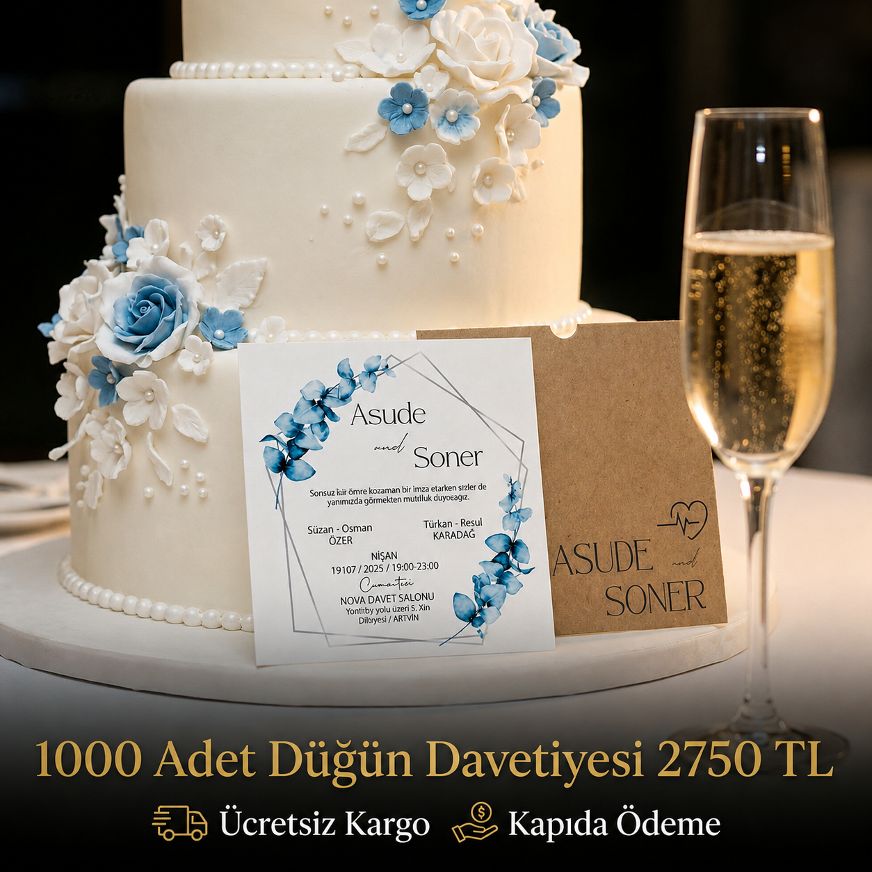 Kare Kraft Zarflı Renkli Davetiye KRKM104