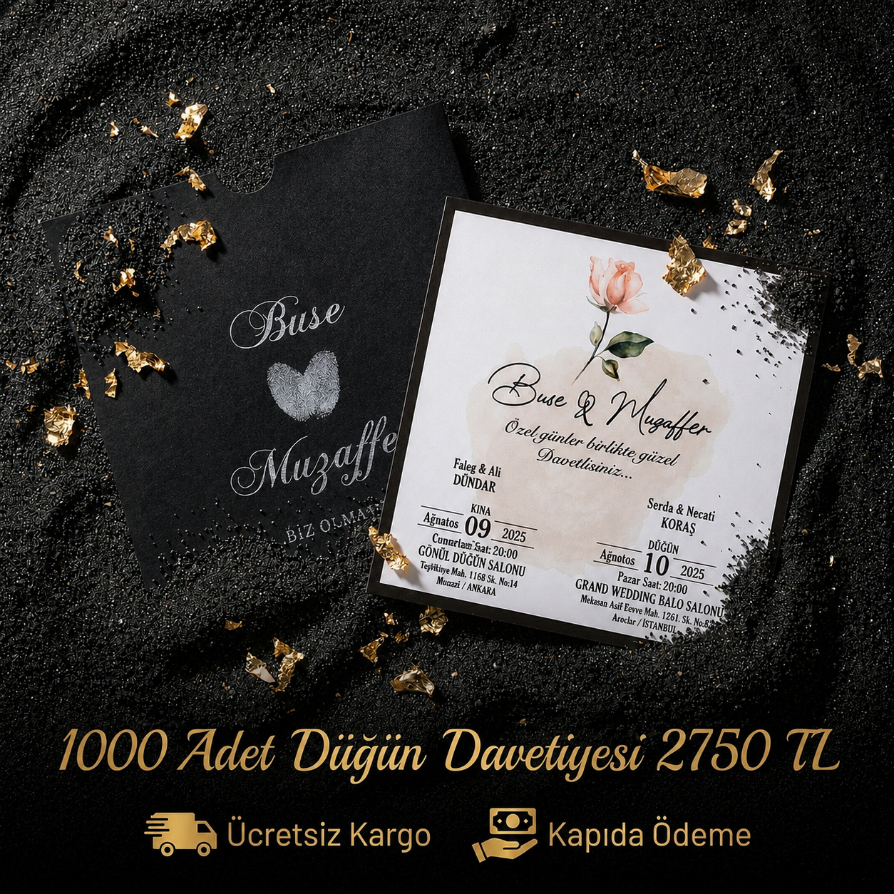 Kare Kraft Zarflı Renkli Davetiye KRKM105
