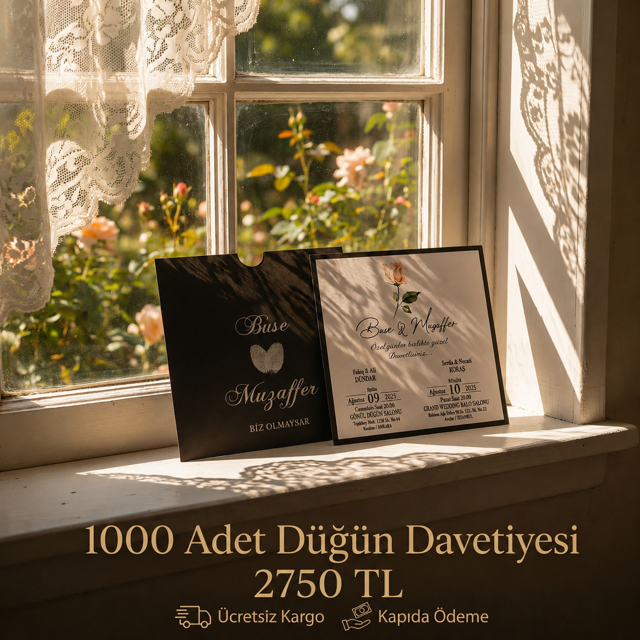 Kare Kraft Zarflı Renkli Davetiye KRKM105