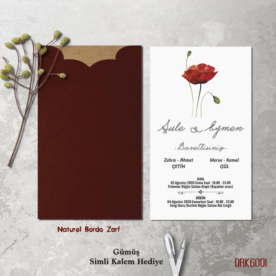 Dik Kraft Zarflı Renkli Davetiye DRK6001