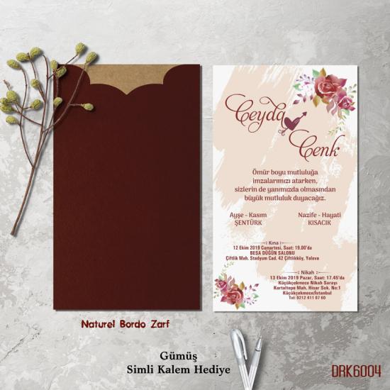 Dik Kraft Zarflı Renkli Davetiye DRK6004