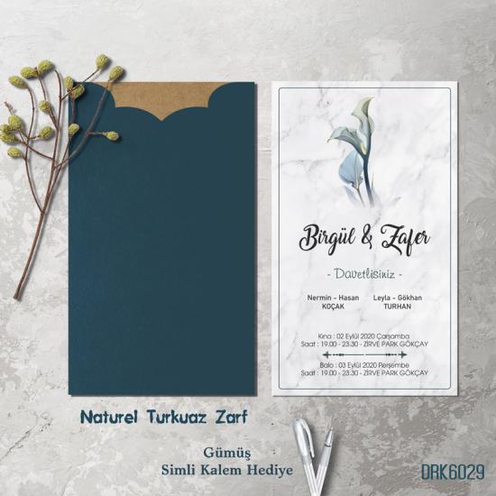 Dik Kraft Zarflı Renkli Davetiye DRK6029