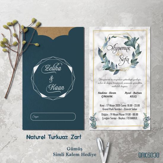 Dik Kraft Zarflı Renkli Davetiye DRK6030