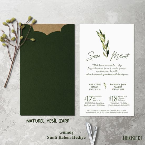 Dik Kraft Zarflı Renkli Davetiye DRK633