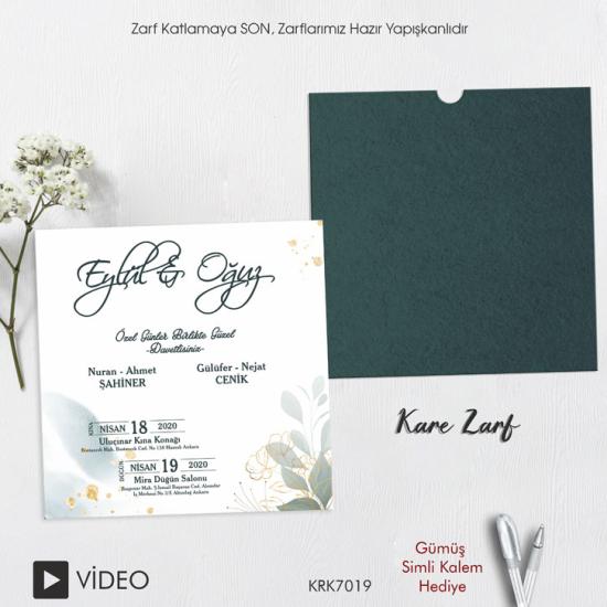 Kare Kraft Zarflı Renkli Davetiye KRK7019
