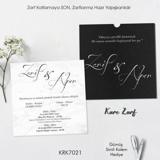 Kare Kraft Zarflı Renkli Davetiye KRK7021