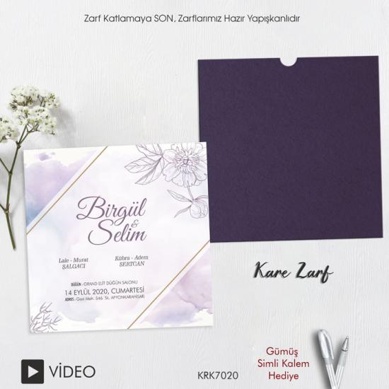 Kare Kraft Zarflı Renkli Davetiye KRK7020