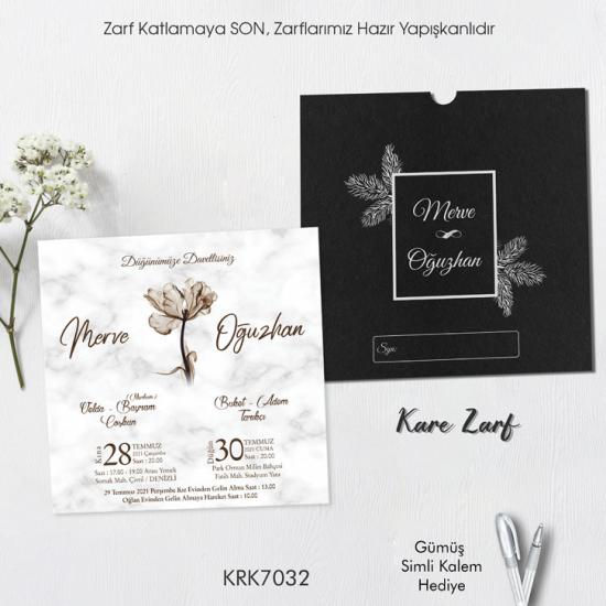 Kare Kraft Zarflı Renkli Davetiye KRK7032