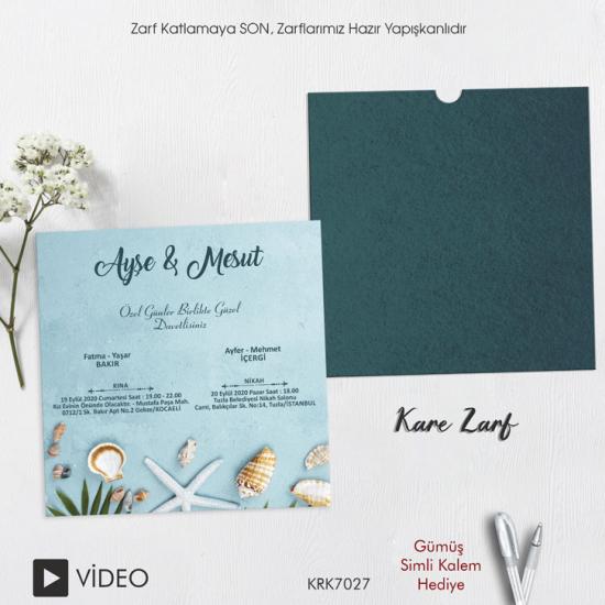 Kare Kraft Zarflı Renkli Davetiye KRK7027