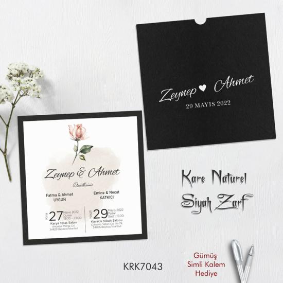 Kare Kraft Zarflı Renkli Davetiye KRK7043